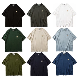 Novo Estilo * * * carhartt carhartt carhartt carhartt carhartt Pequeno Rótulo Bolso Cor Sólida Algodão Puro Camiseta Manga Curta Homens Mulheres Manga Curta