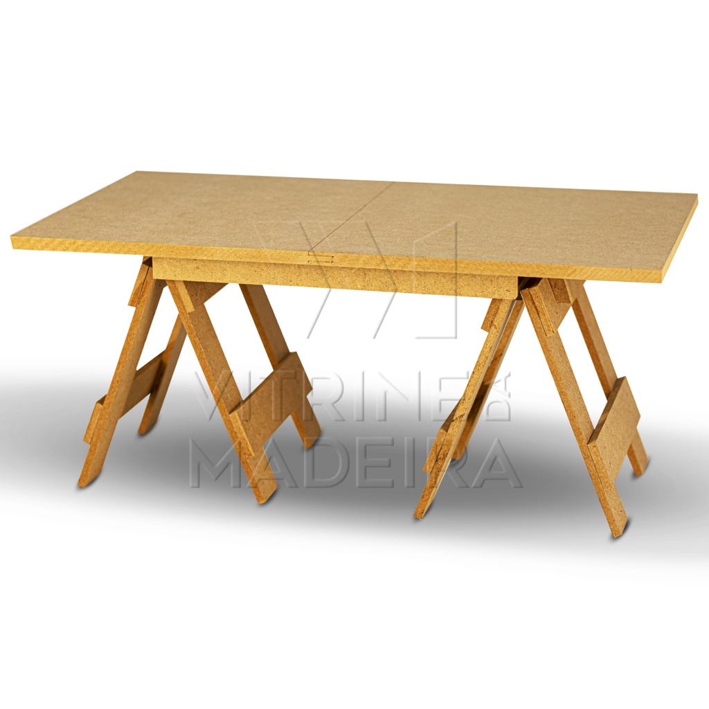 Mesa Cavalete Grande 161X57,5X78 Mdf Cru Desmontavél