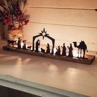 (Excluir Tábua) Abby Christmas Nativity Scene Cutout Jesus Nascimento Mesa De Ferro Decorações Para A Decoração Do Presépio De Natal Party Supplies