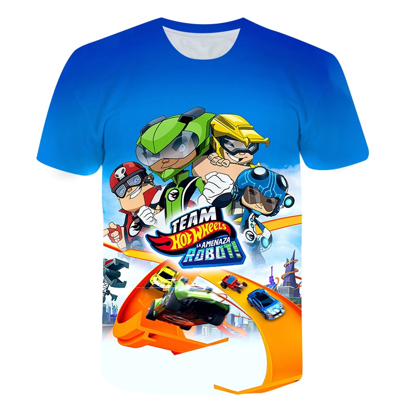 Kids Car Hot Wheels Top Summer T-Shirt 3D-Printed Short Sleeve