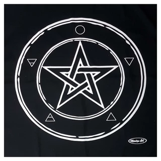 Toalha Wicca Pentagrama Toalha Tarô com Brilho Pto/Bco 70CM
