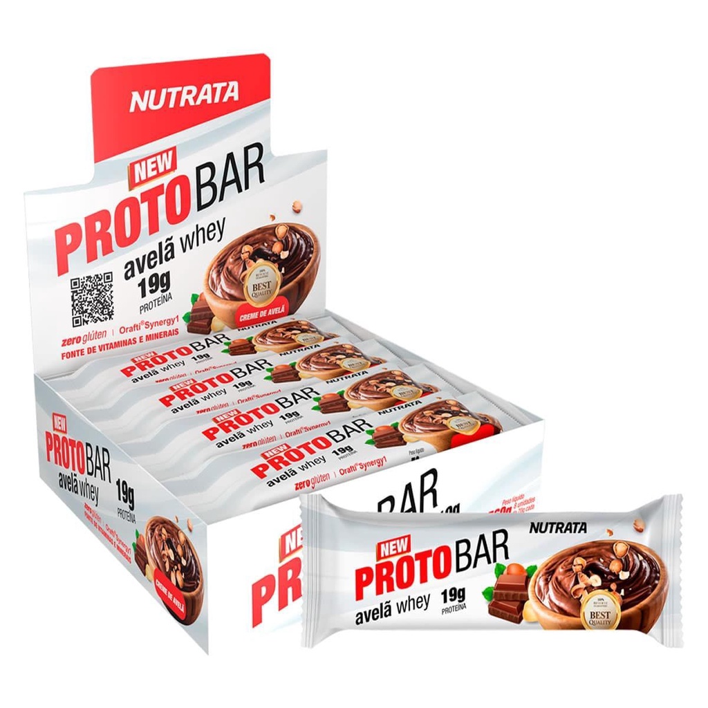 BARRA DE PROTEINA – PROTOBAR AVELA WHEY DISPLAY C/ 8 BARRAS 70GR – NUTRATA