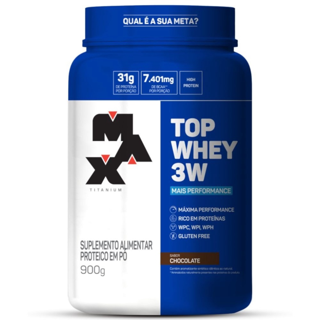 Top Whey Protein 3w 900g Isolada + Concentrado + Hidrolisado Max Titanium