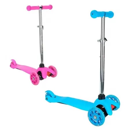 Patinete Infantil 3 Rodas Azul Rosa Crianças Regula Altura - oestesom