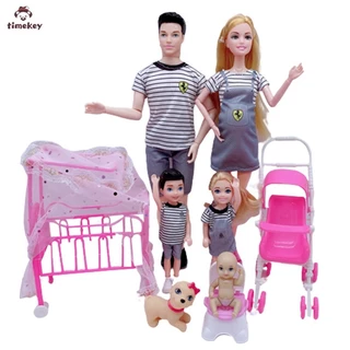 TK Família Boneca Grávida Mamãe Bebê Papai Crianças Conjunto De Bonecas Barbie