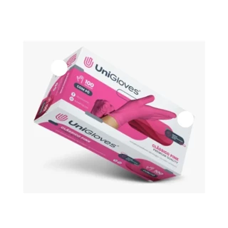 Luva Látex Procedimento com Pó Classico Pink - UniGloves Caixa C/100 Tamanhos P - M - G