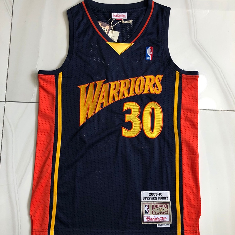 Homens Camisa NBA Golden State Warriors Stephen Curry Camiseta Mitchell & Ness Navy 2009 Hardwood Classics Autênticos Regata Bordados De Basquetebol Jersey
