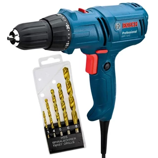 Parafusadeira e Furadeira Elétrica 3/8 POL 400W GSR 7-14E BOSCH + Kit de Brocas Aço Rápido com 5 Peças