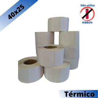05 Rolos Etiqueta 40x25 Mm Termica Para Full C/ 1.000 Un.