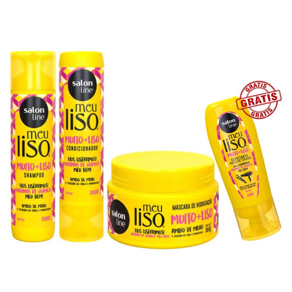 Kit Meu Liso Muito+Liso Shampoo, Condicionador, Máscara de Hidratação ...