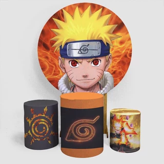 Kit Festa Decoracao Naruto Painel C/ Elastico + Capas Cilindros