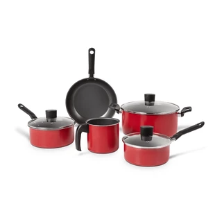 Jogo de Panelas Antiaderente Brinox 5 peças Vermelha Garlic em Oferta na Shopee