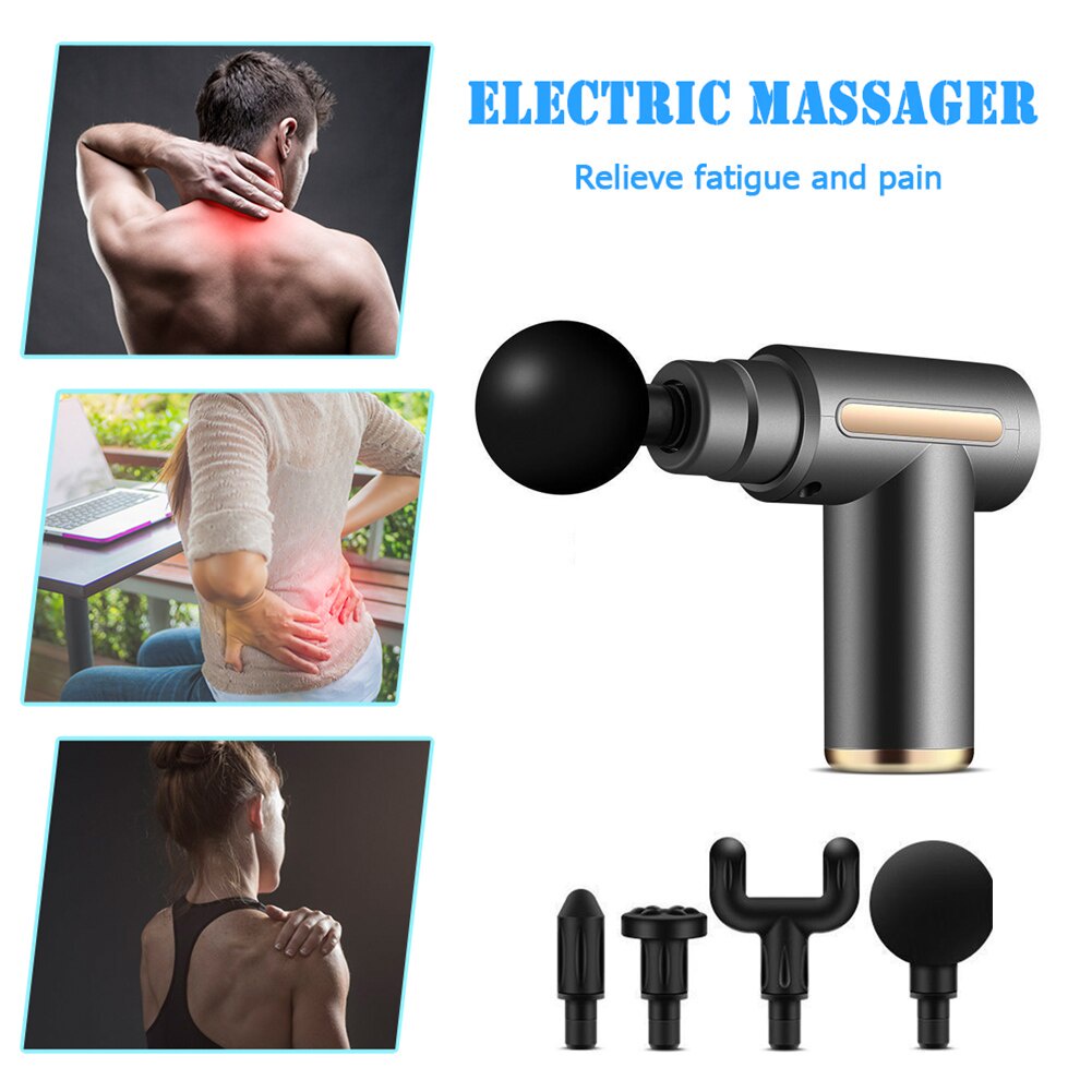 Massageador Pistola Elétrico Profissional Muscular - Cor Preto