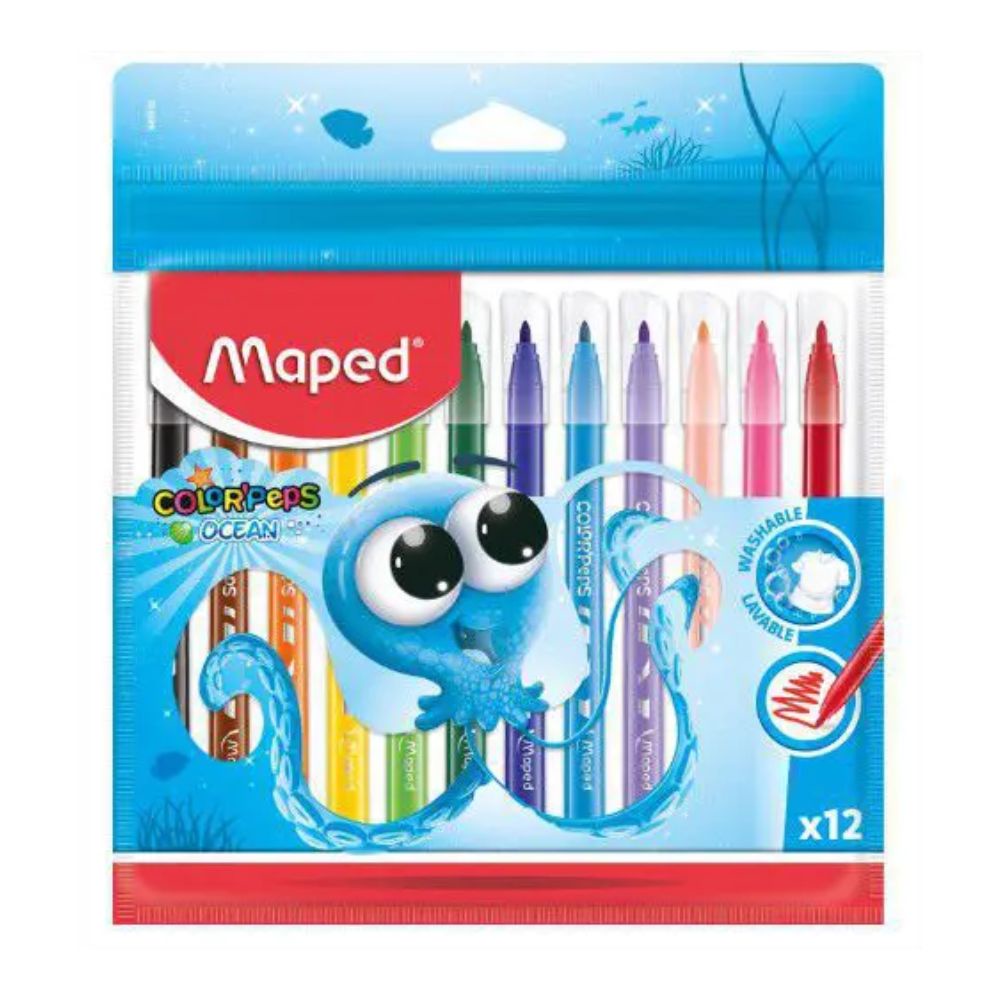Canetinha Hidrográfica Maped 12 Cores Polvo Ocean | Shopee Brasil