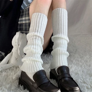 Y2K HarajukuStyle Lolita Algodão Malha Pilha Meias Para Mulheres Meninas Inverno Quente JK Bezerro Meia Alta 40CM