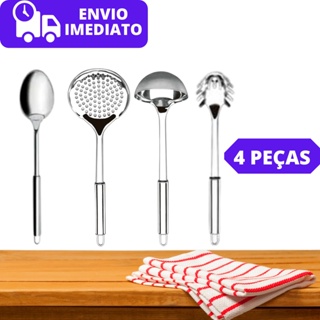 Kit Utensilios Para Cozinhar 5 Pecas - Jogo inox Conjunto - Peneira -  Concha - Colher - Espátula bolo - Pegador de Massas e Frios - PANAMI -  Original - Conjunto de Utensílios - Magazine Luiza