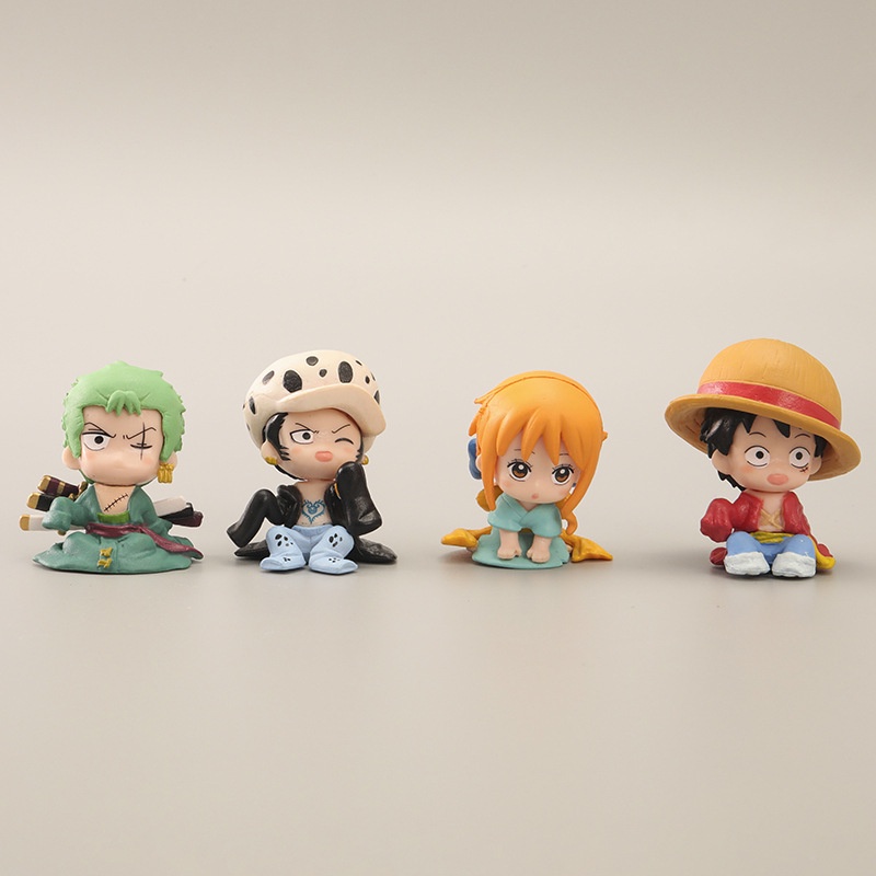 4 Pçs Anime One Piece Desenho Animado Sentado Infância Luffy Soron