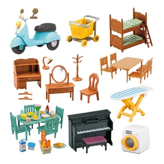 Novo Família Floresta Quente Sala De Estar Casa Banho Montessori 1/12 Renas Cozinha Utensílio Conjunto Boneca Animal Modelo Brinquedos Para Menina