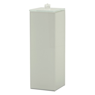 Porta Escova Dentes Vidro Branco C/ Tampa e Puxador 20x7x7cm Banheiro