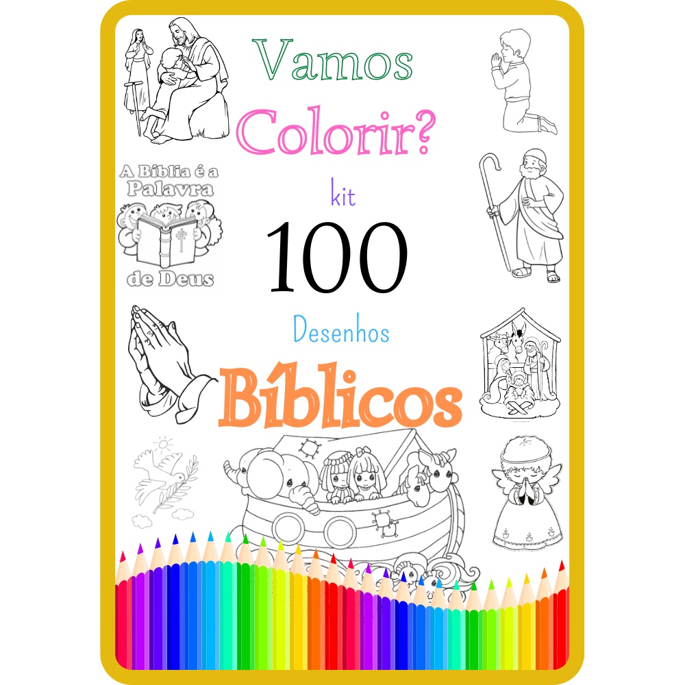 Kit Com 80 Desenhos Para Colorir Pintando Com Jesus. São 40 Folhas