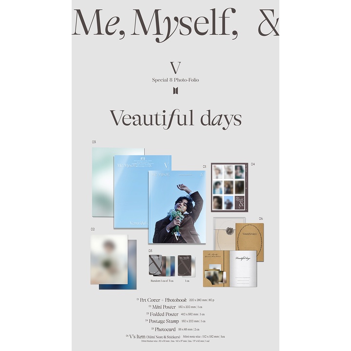 BTS 写真集 8 Photo-Folio Me,Myself 8冊セット BTS Special 8 Photo-Folio Me, Myself, and V 'Veautiful days