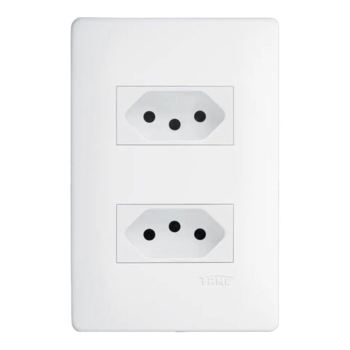 Tomada Dupla 2p+t 10a Com Placa 4x2 2309 Habitat Fame Shopee Brasil