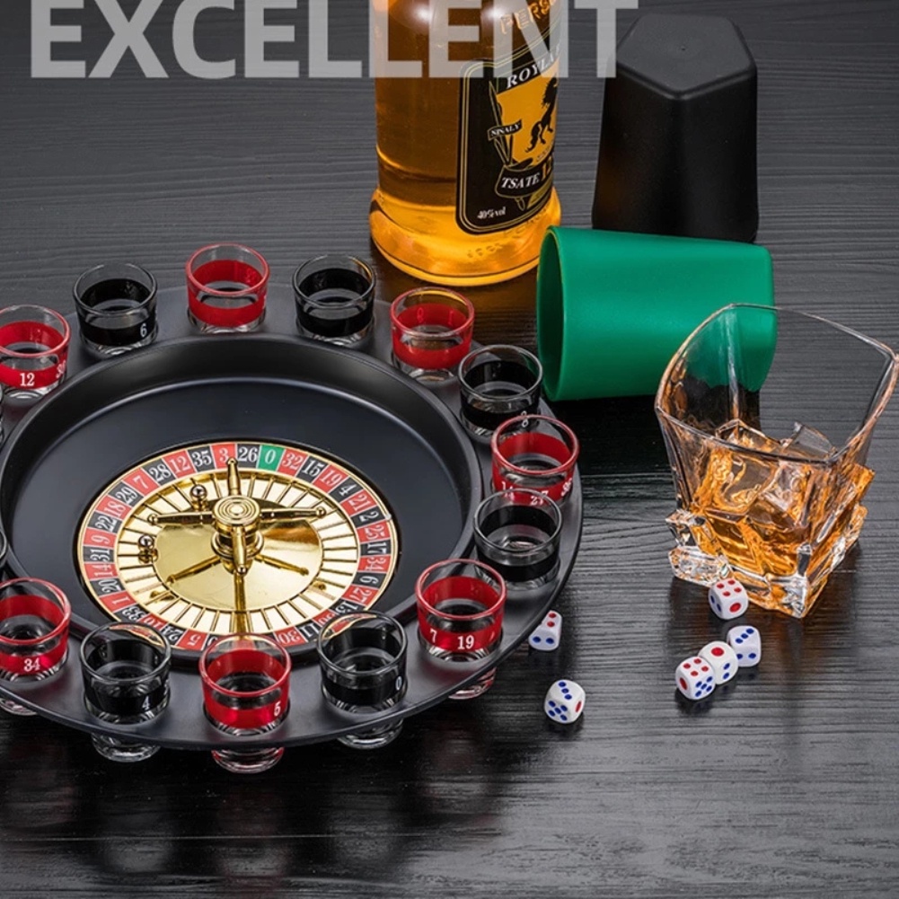 16 Buracos Copa Russa De Roleta KTV Roulette Game Taças E Mesas De Vinho Para Jogos Divertidos Turntable