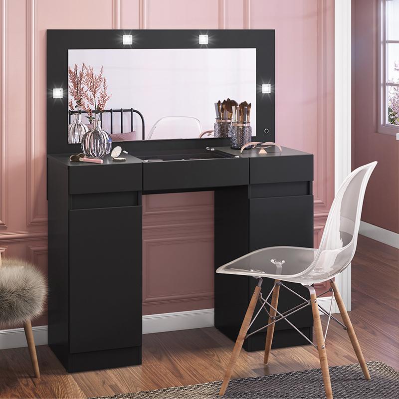 Penteadeira Camarim Studio Com Luz de Led 2 Portas 3 Gavetas | Shopee ...