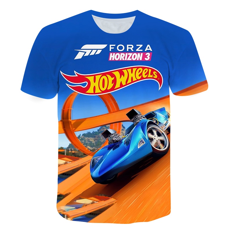 Kids Car Hot Wheels Top Summer T-Shirt 3D-Printed Short Sleeve
