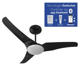 VENTILADOR DE TETO ALISEU SLIM PRETO BLUETOOTH+REMOTO+PAREDE