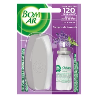  Aparelho Aromatizador Bom Ar Click Spray com Refil 12ml Lavanda