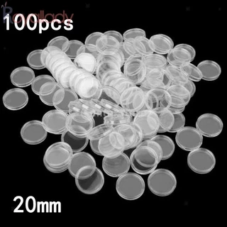 Caixa De Moedas 20mm Armazenamento Plástico Protetor Transparente 100Pcs Containers