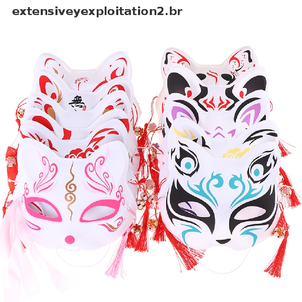 Máscaras De Moda 1Pc Anime Fox Masks Half Face Cat Mask Mascarado ...