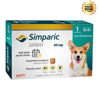Antipulgas Para Cães Simparic 40mg De 10-20kg 1 Comprimido Original