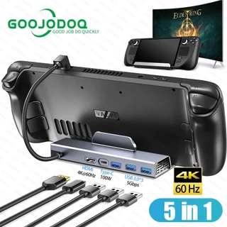 Goojodoq Estação De Ancoragem A Vapor Para TV Base De 5 Em 1/6 Hub Suporte De Liga De Alumínio Dock 60Hz Compatível Com HDMI USB-C Console Deck