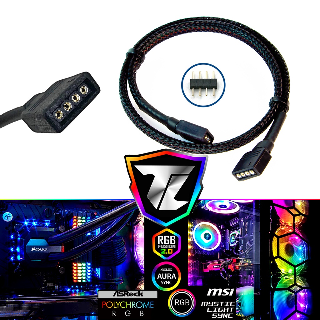 Cabo Extensor Rgb 4 Pinos 12v Extensão Sleeved Emenda 80cm