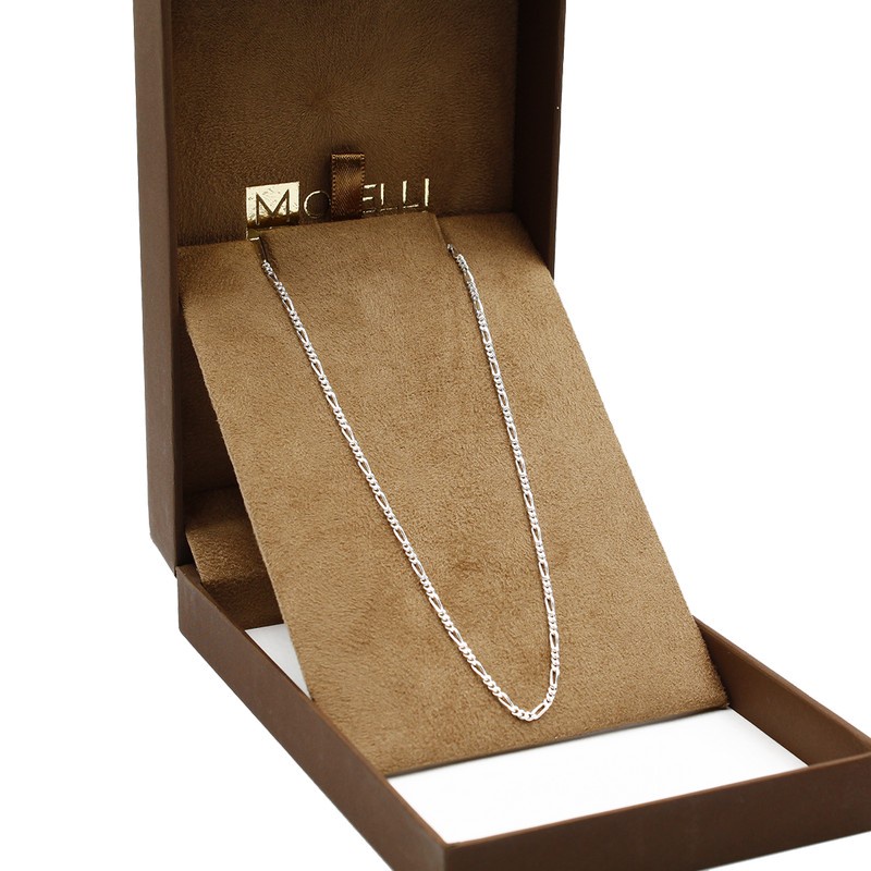 Corrente de prata 925 Masculina 70cm fígaro 3x1 sem pingente fina