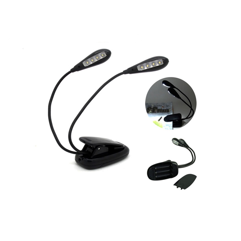 Luminária Luz Portável Tipo Clip 2 Braços 8 Leds Com Suporte Versátil