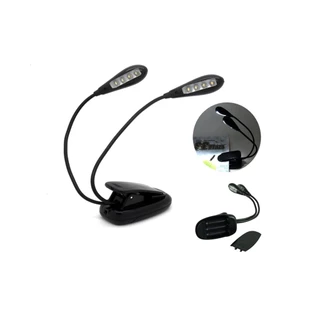 Luminária Luz Portável Tipo Clip 2 Braços 8 Leds Com Suporte Versátil