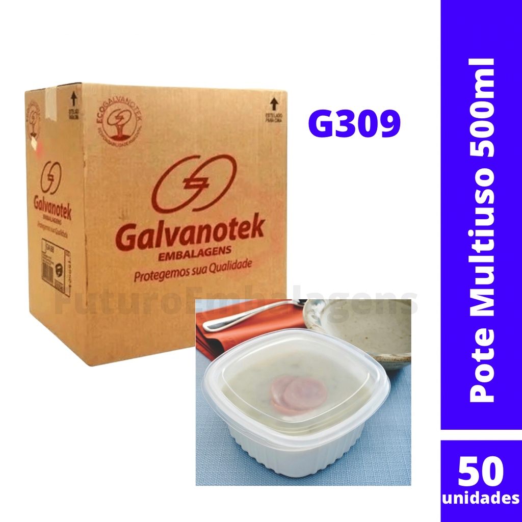 300 Pote Sopa Caldo Freezer Microondas 500ml Galvanotek G309