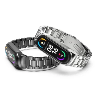Pulseira Universal Para mi Band 8 band6 5 4 3 Xiaomi band7 De Relógio Em Aço Inoxidável