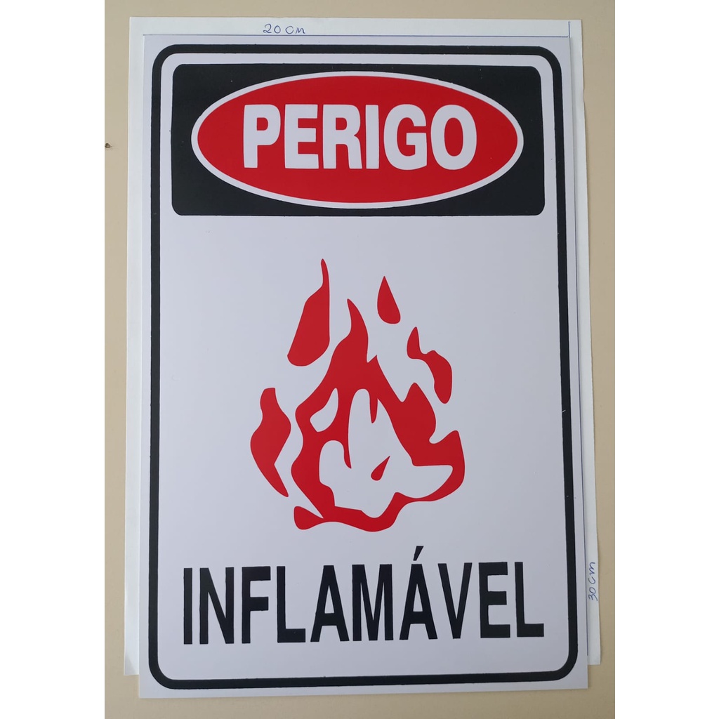 Placa Perigo Inflamável pvc para colar | Shopee Brasil