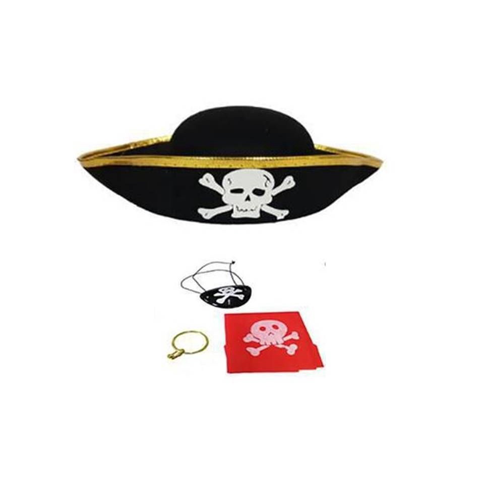 Fantasia de pirata 3 peças dourado festas halloween - MC Presentes