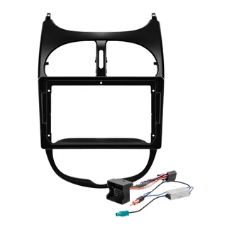 Kit Moldura 2 Din Peugeot 206 9 Polegadas 2002 03 04 05 06 07 2008 2009 2010 Chicote Som Plug Antena Padrão PAD