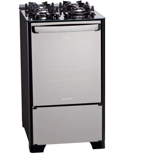 Fogão 4 Bocas New U.Top Glass Style Preto Mesa de Vidro