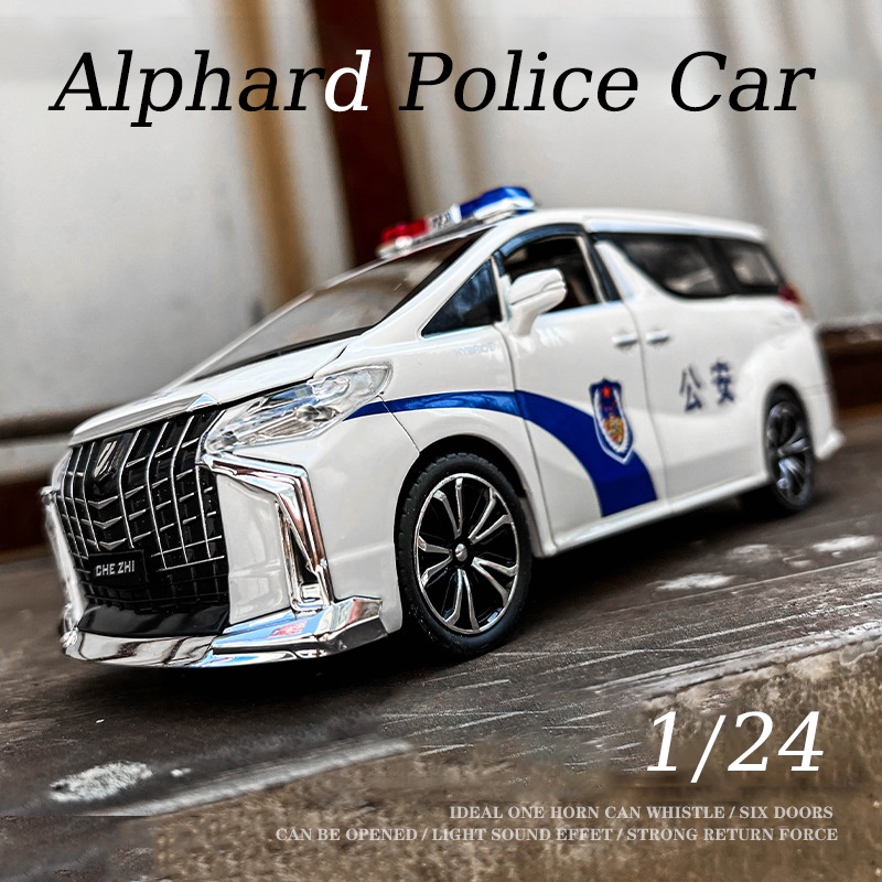 【 Sem Caixa 】 1/24 Toyota Alphard Polícia diecast Carro chezhi Zinco Liga De Carros De Brinquedos Para 3 Anos De Idade E Acima Presente De Aniversário Crianças Colecionável Modelo Brinquedo Pul