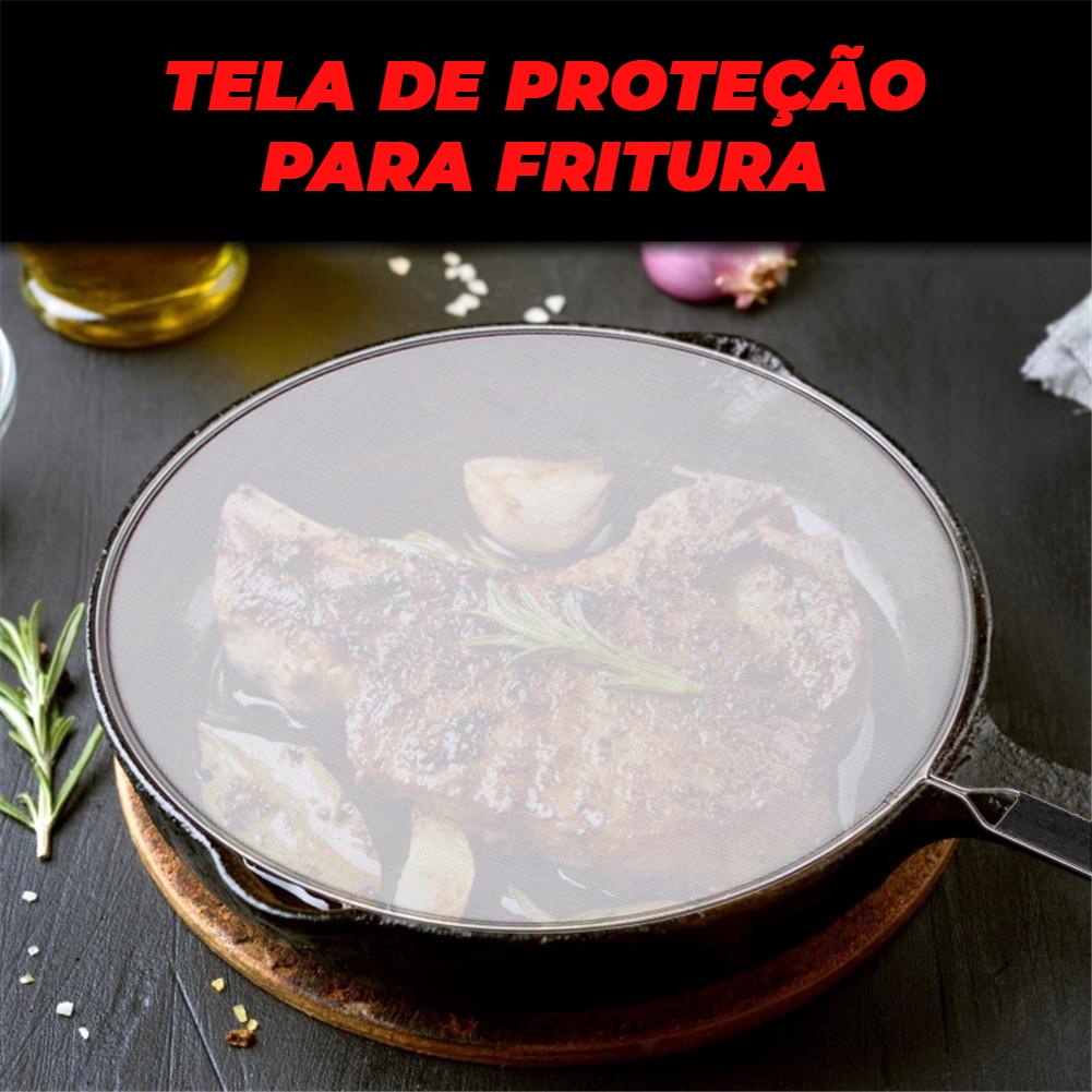 Tela Protetora Para Fritura De Aço Inox Anti Respingo Fritadeira Frigideira Cozinha Gordura