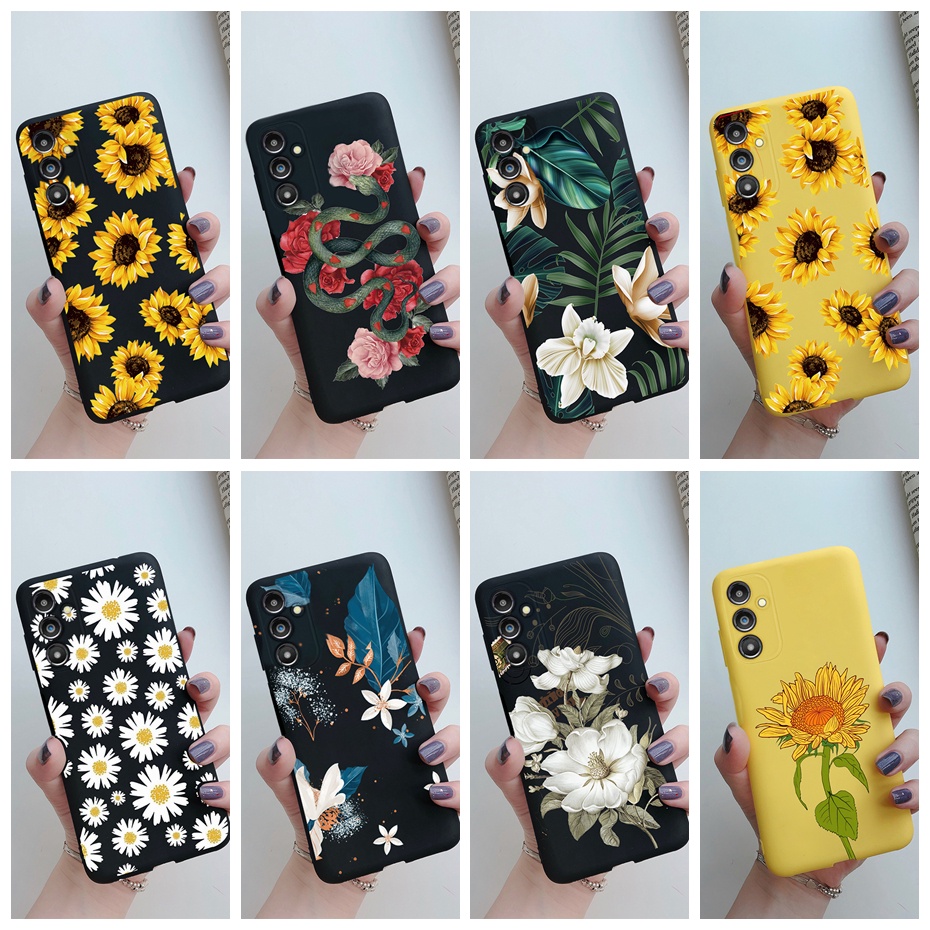 Samsung Galaxy A14 A34 A54 5G 2022 Capa Flexível De Silicone Bonita Flor Geléia Preta De Celular Impressa