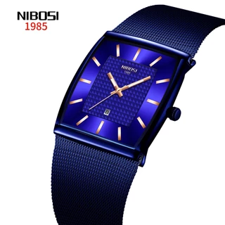 NIBOSI Homens Rel Gios Gio Quartzo Azul Quadrado À Prova De Pulso