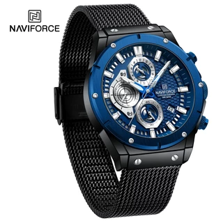 Relógio NAVIFORCE 8027 top Marca Quartzo Aço Inoxidável Data Esportes 3ATM À Prova D'água Relógios Masculinos